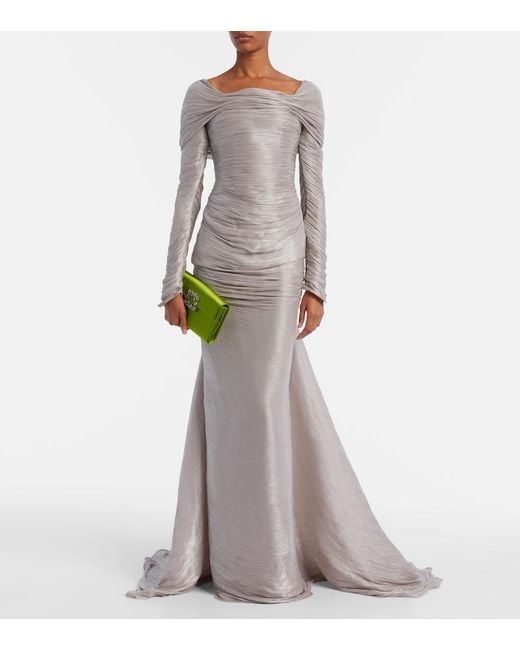 Marmar Halim Gray Ruched Gown