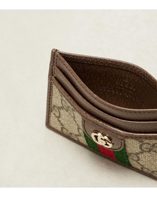 Gucci Metallic Ophidia Leather-Trimmed Card Holder