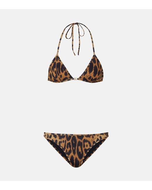 Gucci White Leopard-Print Bikini