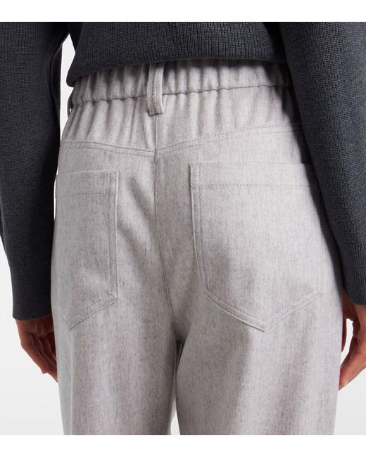 Brunello Cucinelli White Monili Wool Tapered Pants