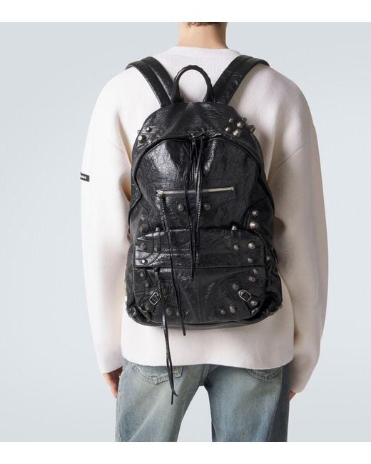 Balenciaga Black Le Cagole Leather Backpack for men