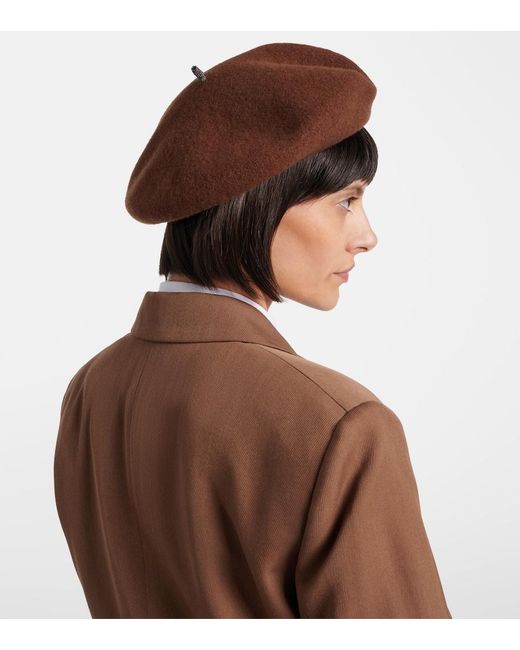 Brunello Cucinelli Brown Monili Wool Beret