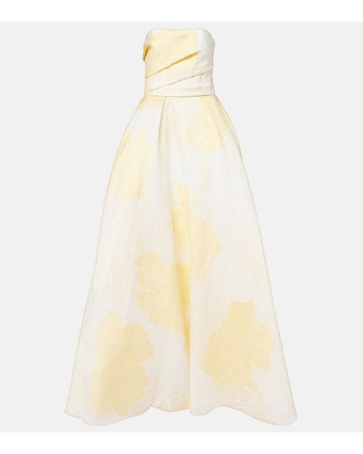 Monique Lhuillier Natural First Delivery Strapless Gown