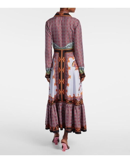LaDoubleJ Red San Pietro Printed Silk Maxi Dress