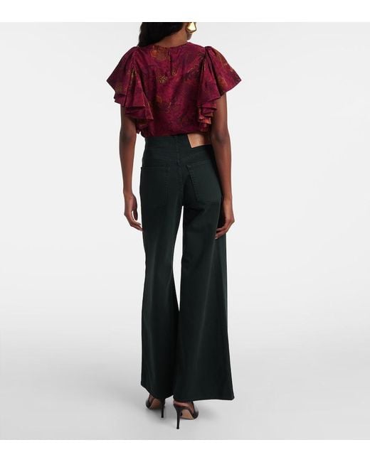 Ulla Johnson Black Bianca High-Rise Cotton Wide-Leg Pants