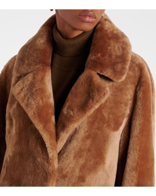 Yves Salomon Brown Shearling Coat