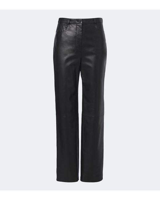 Loulou de Saison Gray Cobe Leather Straight Pants