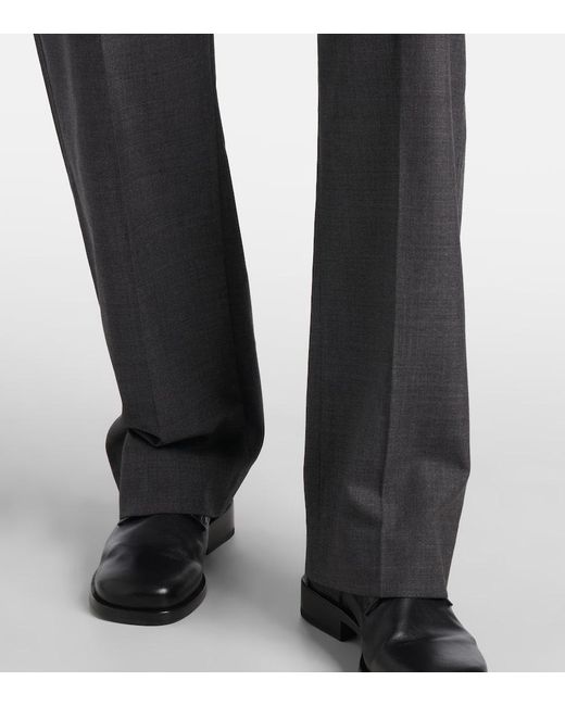 Lemaire Gray Pleated Wool Twill Straight Pants