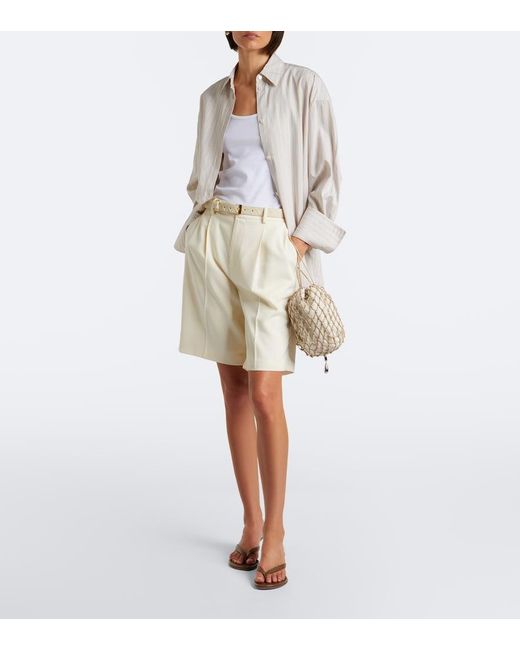 SAVETTE White Macrame Small Leather Pouch