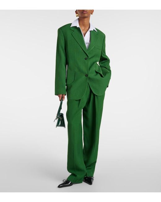Jacquemus Green Le Pantalon Titolo High-Rise Wide-Leg Pants