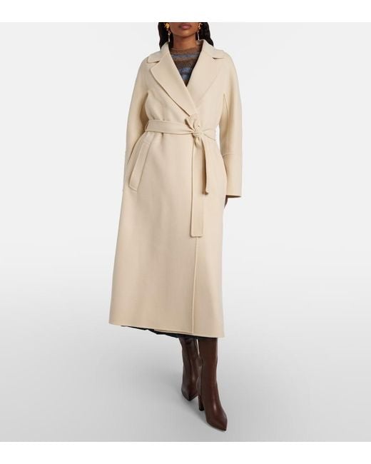 Max Mara Natural Elisa Virgin Wool Wrap Coat