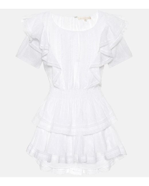 LoveShackFancy White Natasha Cotton Minidress