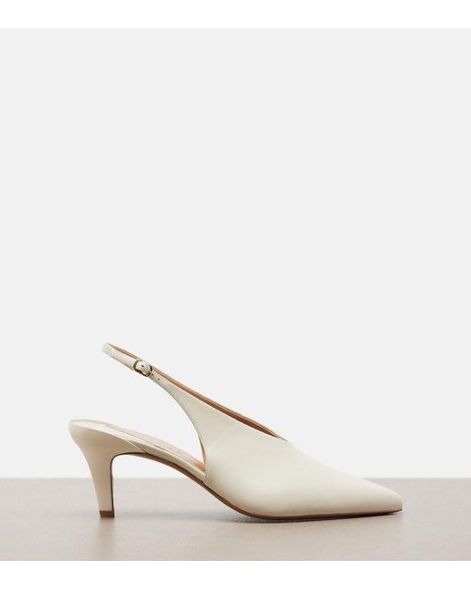 Chloé White Suzie Leather Slingback Pumps