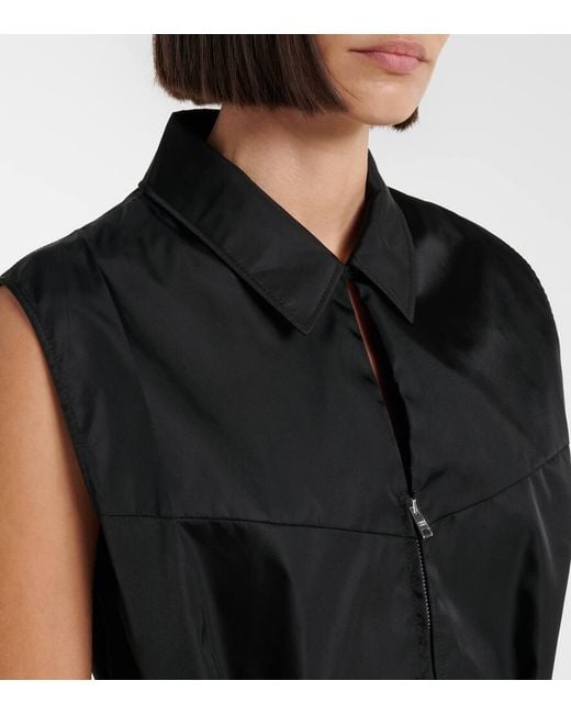 Prada Black Re-Nylon Belted Zip-Up Minidress