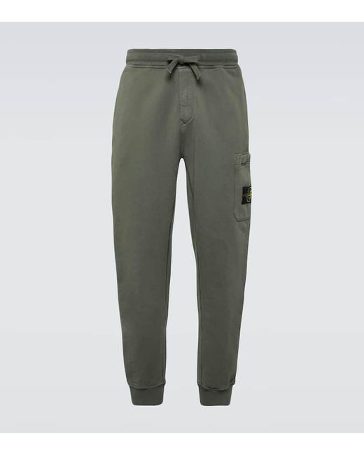 Stone Island Green Compass Cotton Jersey Sweatpants for men