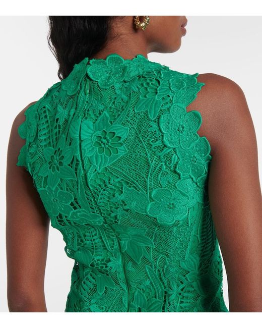 Monique Lhuillier Green Floral Lace Minidress