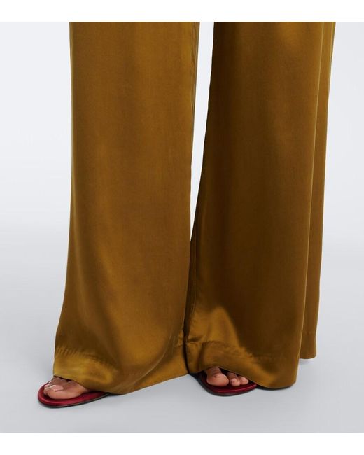 Zimmermann Natural Belted Pleated Silk Wide-Leg Pants