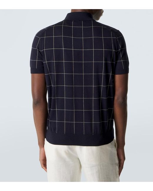 Dunhill Blue Colorblocked Cotton And Silk Sweater for men
