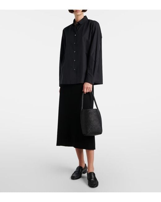 The Row Black N/S Park Small Woven Leather Tote Bag