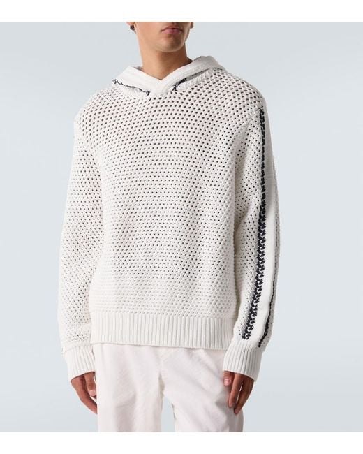 Orlebar Brown White Kirk Striped Crochet Cotton-Blend Hoodie for men