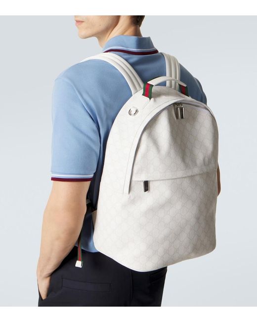 Gucci White Gg Canvas Medium Backpack for men