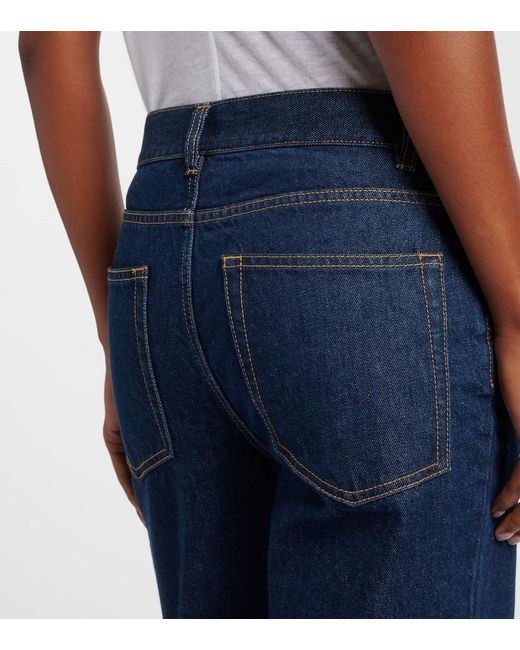 The Row Blue Carlyl Mid-Rise Straight Jeans