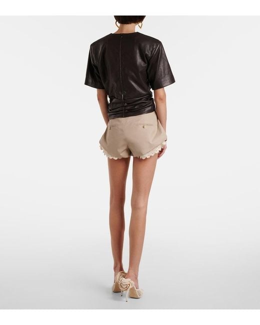 Magda Butrym Black Knot-Detail Leather T-Shirt