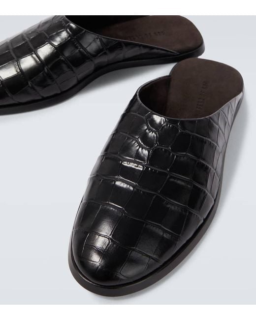 Fear Of God Black Croc-Effect Leather Mules for men
