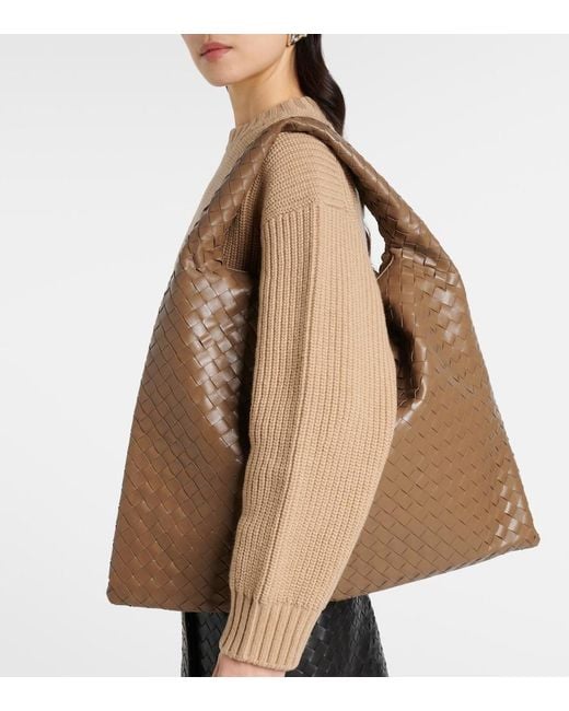 Bottega Veneta Brown Hop Large Intrecciato Leather Shoulder Bag
