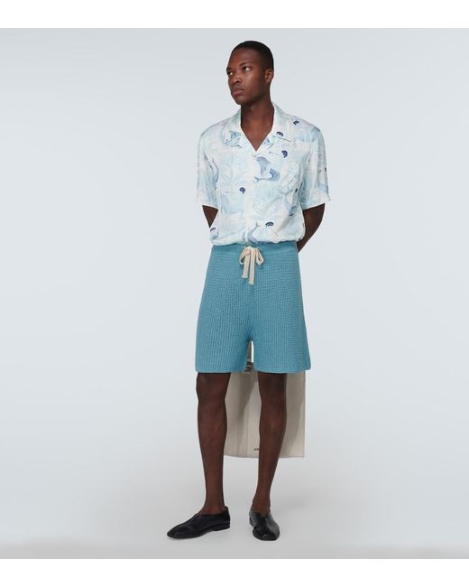 Commas Blue Printed Bowling Shirt for men