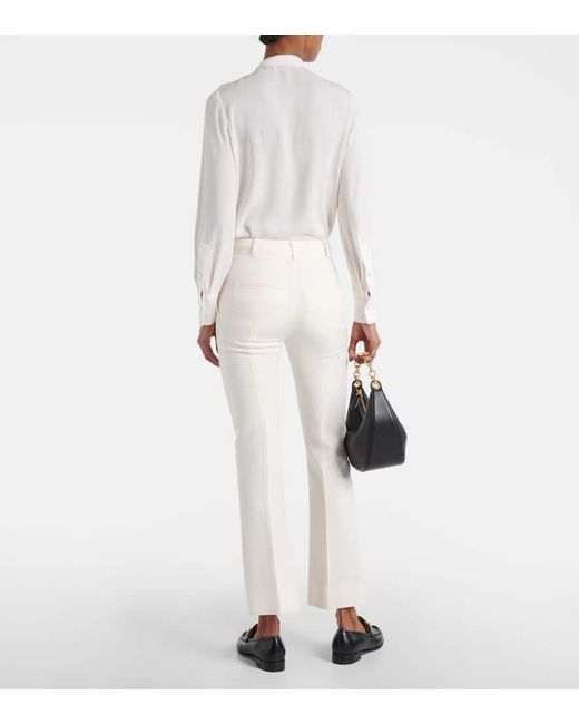 Valentino Natural Gerade Mid-Rise-Hose aus Crepe Couture
