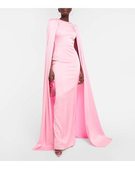 Alex Perry Bentley Satin Crepe Gown in Pink