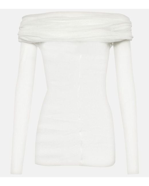 Christopher Esber White Draped Silk Top