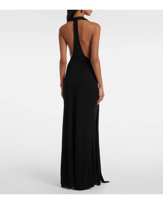Christopher Esber Black Trapeze Draped Jersey Gown