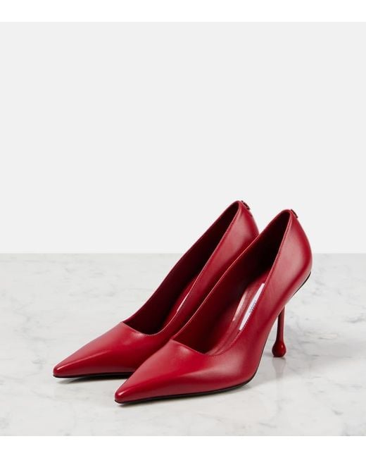 Jimmy Choo Red Ixia 95 Leather Pumps