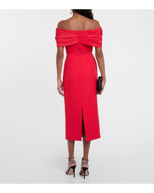 Rebecca Vallance Red Off-Shoulder-Midikleid Chiara Aus Crepe