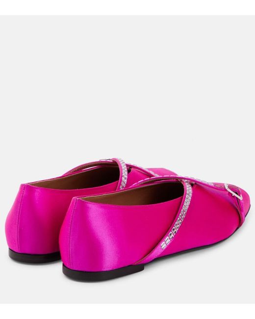 D'Accori Purple Cara Satin Ballet Flats