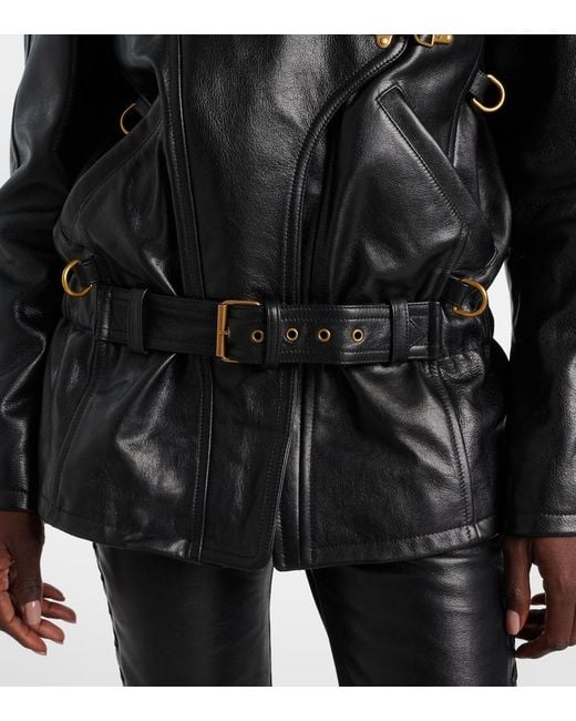 Isabel Marant Black Caitlyn Belted Leather Jacket