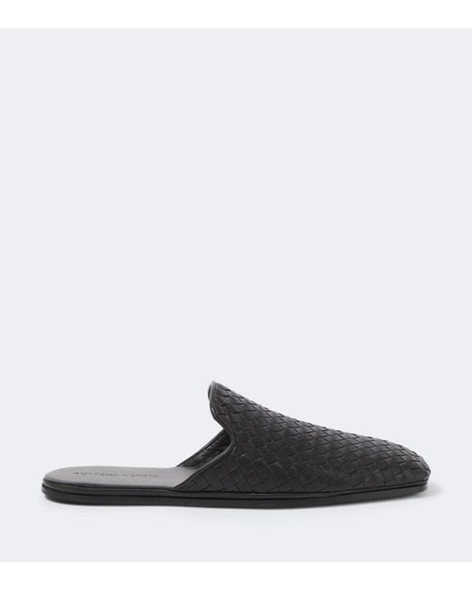 Bottega Veneta Black Palazzo Intrecciato Leather Mules for men