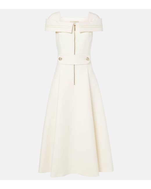 Elie Saab White Crepe Midi Dress