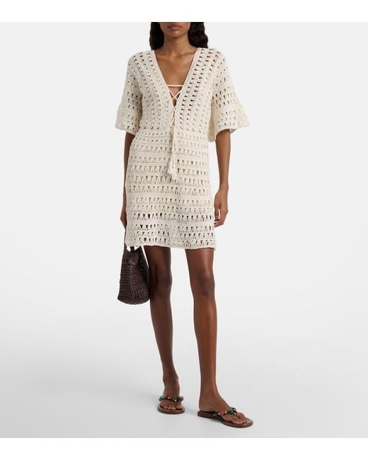 Anna Kosturova Natural Crochet Cotton Minidress