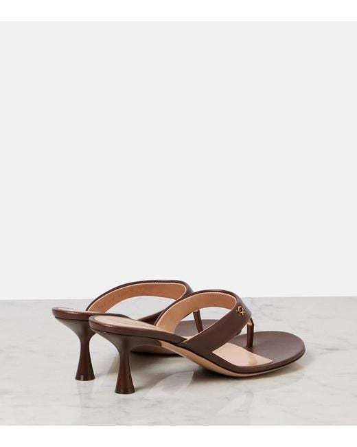 Gianvito Rossi Brown Ascent 55 Leather Thong Sandals
