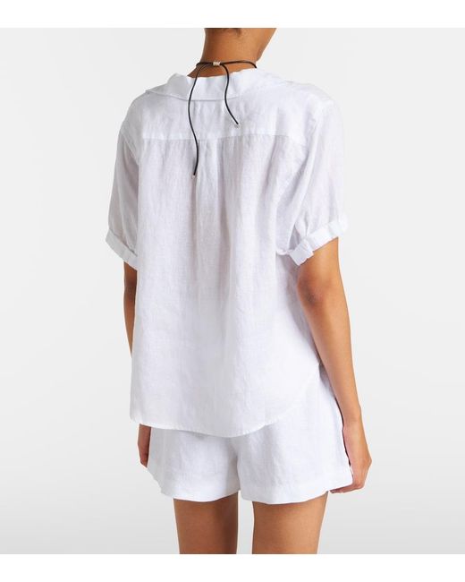 Velvet White Vivica Linen Top