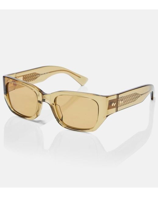 Bottega Veneta Natural Intrecciato Rectangular Sunglasses