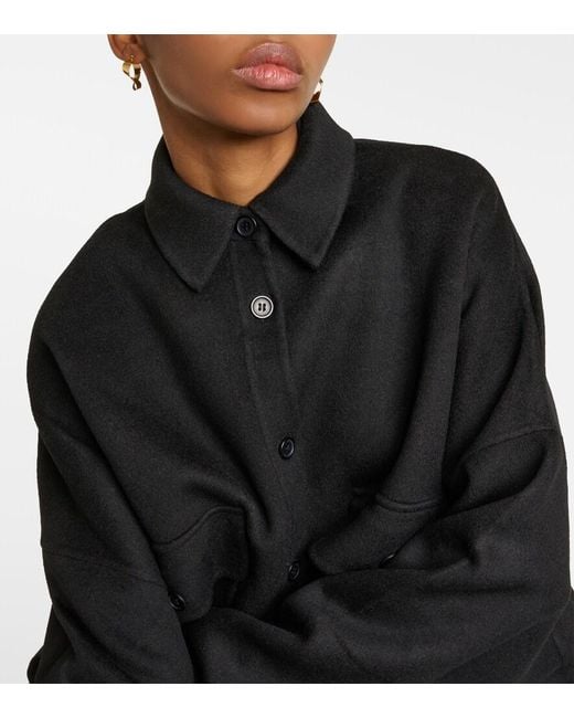 Frankie Shop Black Dallas Wool-Blend Shirt Jacket