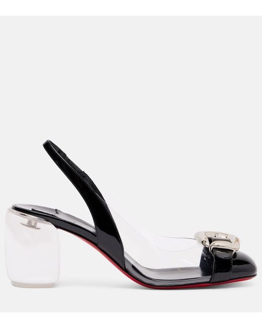 Christian Louboutin Black Minny Bubble 70 Buckled Glossed And Pvc Slingback Pumps