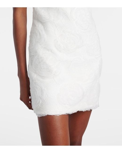 Self-Portrait White Embellished Floral Tulle Minidress