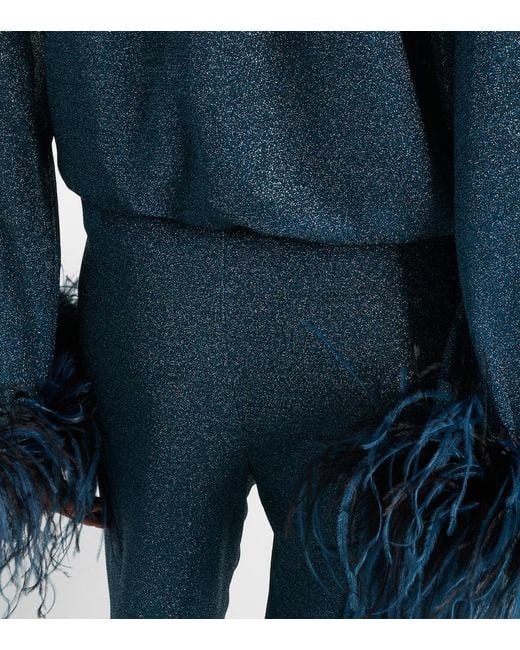 Oseree Blue Lumiere Plumage Wide-Leg Pants