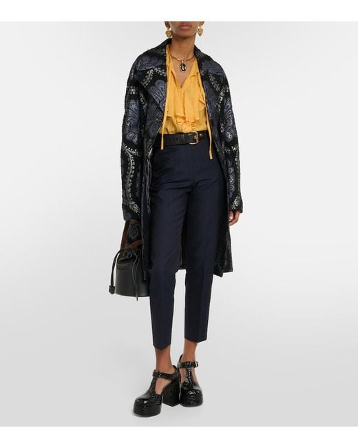 Etro Yellow Ruffled Silk Blouse