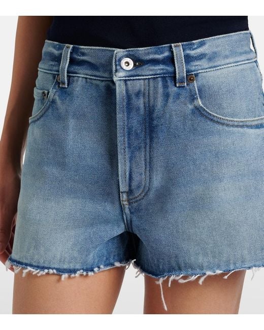 Miu Miu Blue Frayed Denim Shorts